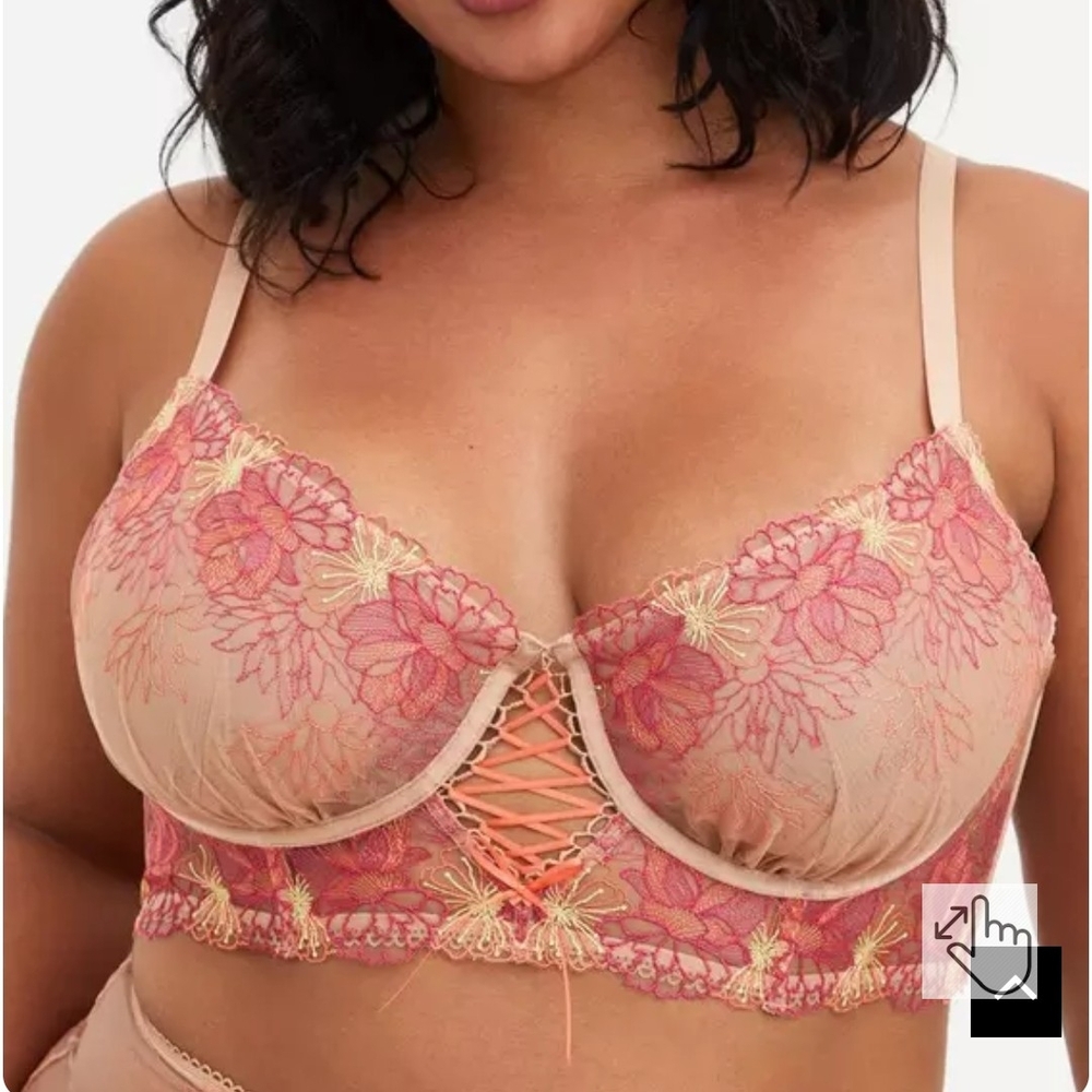 Torrid 1X Multicolor Floral Mesh Embroidered Underwire Longline Bralette